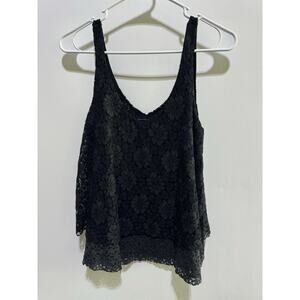 Women's Lace Tank Top Black American Eagle Small Floral Witchy